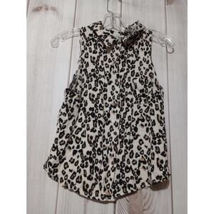 Moral Fiber Shirt Junior Large Sleeveless Button‎ Front Cheetah